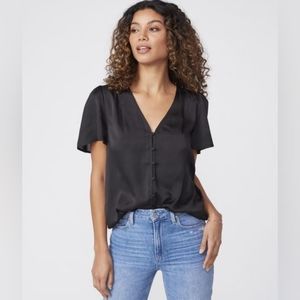 PAIGE Elegant Black Button-Front Blouse